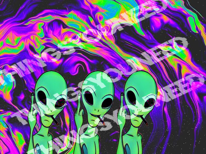 Alien Dudes Trippy Tapestry