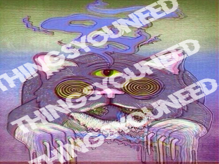 Cat Blown Trippy Tapestry
