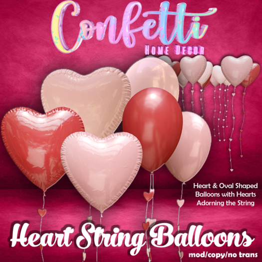 Confetti - Heart String Balloons (Fatpack)