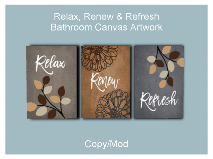 *CC* Relax, Renew & Refresh Bathroom Canvas Artwork 