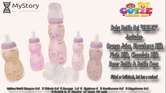 {CLM}Baby Bottle Set- Smiley  (MyStory) REZ
