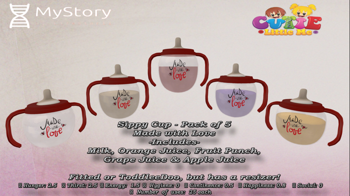 {CLM} Sippy Cup Set- Made with Love   (MyStory) REZ