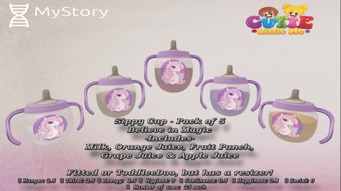{CLM} Sippy Cup Set- Believe In Magic (MyStory) REZ