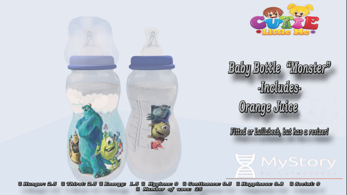 {CLM} Baby Bottle Single- Monster  - Orange Juice - MyStory REZ