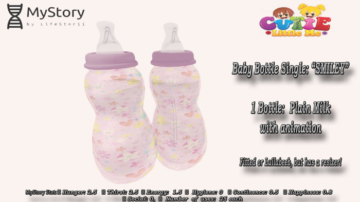 {CLM}Baby Bottle Single- Smiley  - Plain Milk (MyStory) 25 REZ