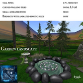 Garden landscape set pond trees birds-Box LI=26