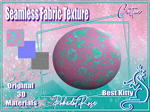 Best Kitty Seamless 3D Textures and Materials: Cotton Fabric Rose Pokadots