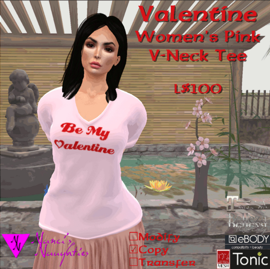 NN Valentine Women's V-Neck Tee Pink