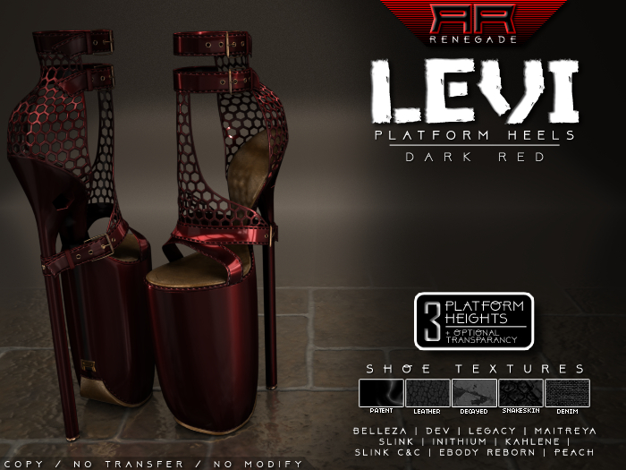 [Renegade] Levi Platform Heels - Dark Red