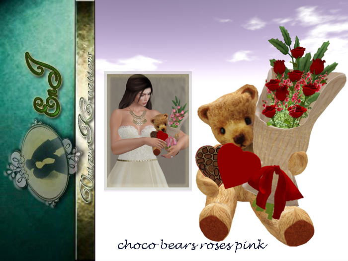 choco bears roses  pink