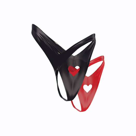 MJ Heart Pantie Latex black red