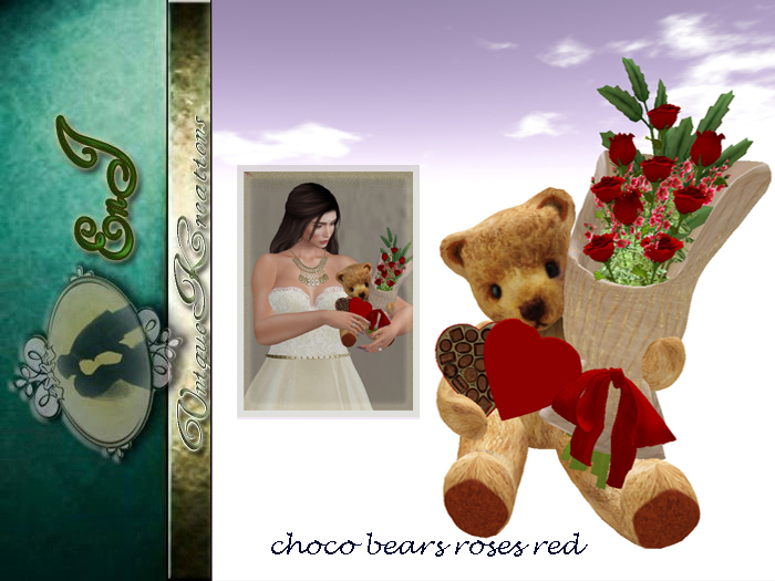 choco bears roses  red