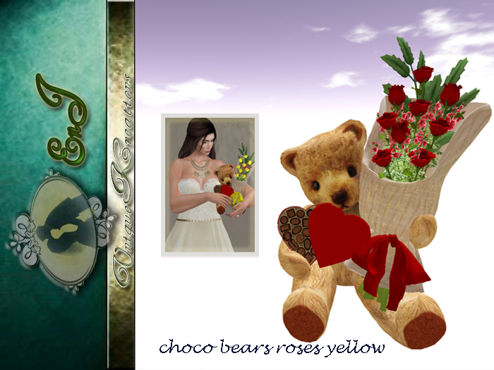 choco bears roses  yellow