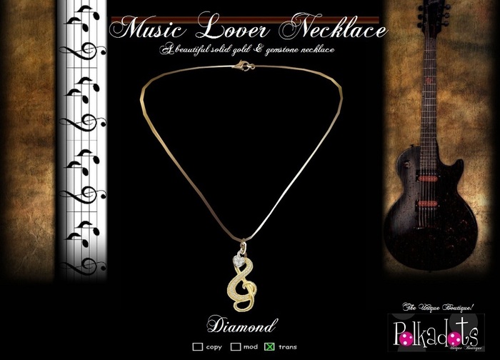 SL Music Lover Necklace - DIAMOND (Boxed)