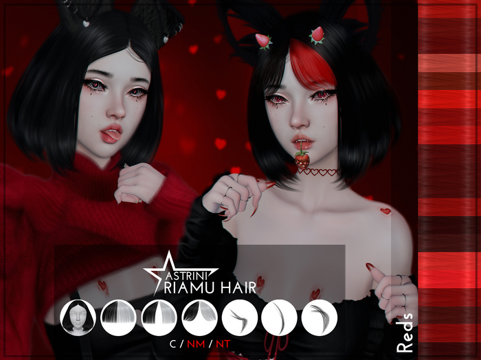 Astrini - Riamu Hair (Reds) - Short and Voluminous Hairstyle