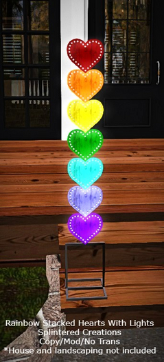 SC: Rainbow Stacked Hearts With Lights Boxed