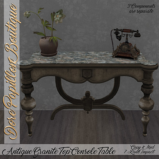 DPB Antique Granite Top Console Table - No 2