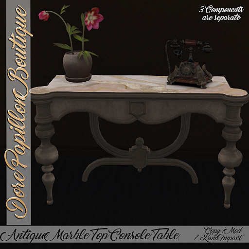 DPB Antique Marble Top Console Table - Cream Strata