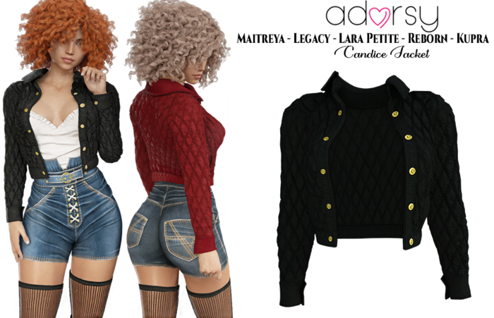 adorsy - Candice Jacket Dark Black - Maitreya/Legacy/Lara Petite/Kupra/Reborn
