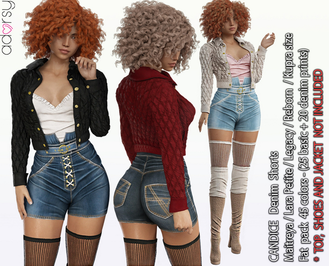 adorsy - Candice Denim Shorts Fatpack - Maitreya/Legacy/Lara Petite/Kupra/Reborn