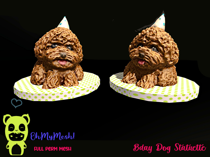 OhMyMesh! Bday Dog Statuette Full Perm Mesh
