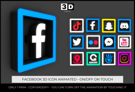 Second Life Marketplace - FACEBOOK 3D MESH - ON/OFF ANIMATION - SOCIAL ...