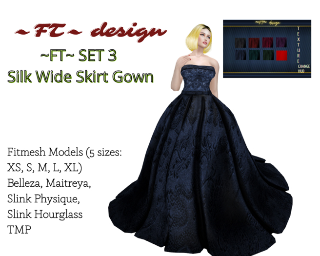 ~FT~ SET 3 lace and silk Wide Skirt Gown 