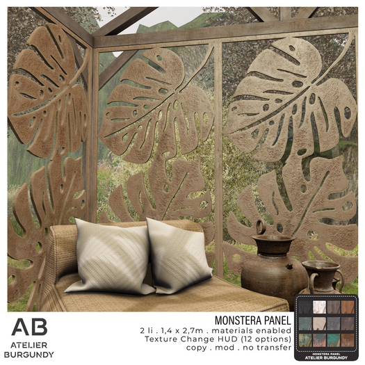 Atelier Burgundy . Monstera Panel *ADD*