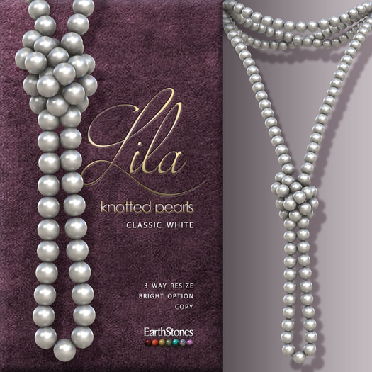 EarthStones Lila Knotted Pearls Necklace ~ Classic White