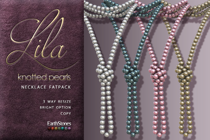 EarthStones Lila Knotted Pearls Necklace ~ Fatpack