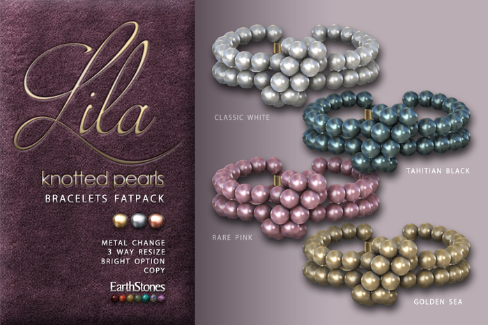 EarthStones Lila Knotted Pearls Bracelets ~ Fatpack