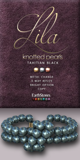 EarthStones Lila Knotted Pearls Bracelets ~ Tahitian Black