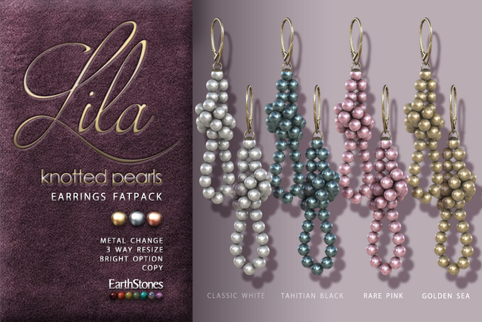 EarthStones Lila Knotted Pearls Earrings ~ Fatpack