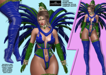 **VIVIANE BLUE&GREEN MARDI GRAS CARNIVAL STYLE COMPLET OUTFIT**