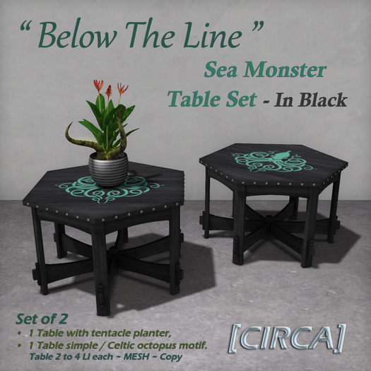[CIRCA] - "Below The Line" Sea Monster Table Set - In Black