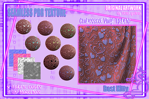 Best Kitty Seamless 3D Textures and Materials: Embossed Fabric: Venetain Red