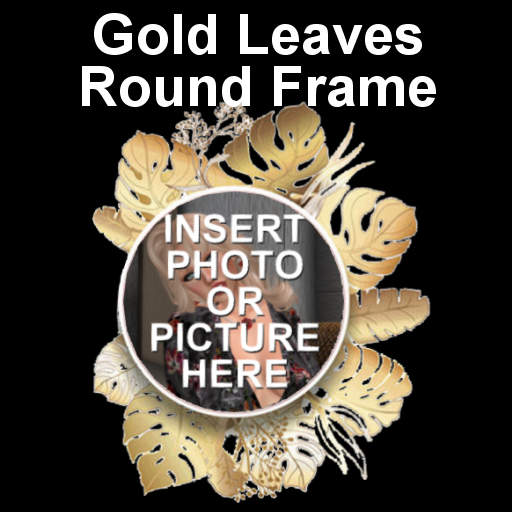 Gold Leaves Round Picture or Photo Frame
