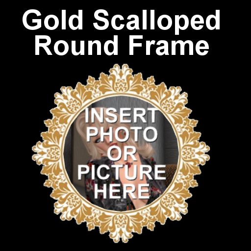 Gold Scalloped Round Picture or Photo Frame