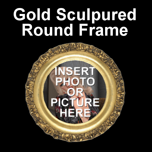 Gold Sculptured Round Picture or Photo Frame