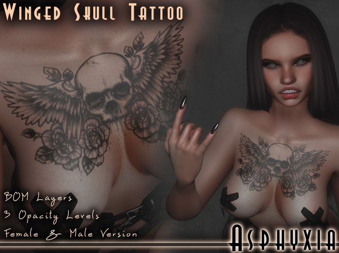 Asphyxia Winged Skull Tattoo (BOM)