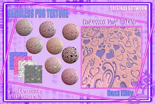 Best Kitty Seamless 3D Textures and Materials: Embossed Fabric: Tea Rose