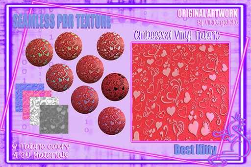 Best Kitty Seamless 3D Textures and Materials: Embossed Fabric - Poppy