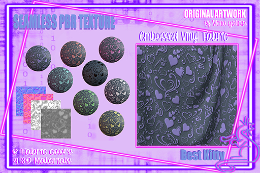 Best Kitty Seamless 3D Textures and Materials: Embossed Fabric Night Green