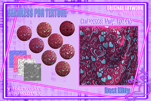 Best Kitty Seamless 3D Textures and Materials: Embossed Fabric Amaranth