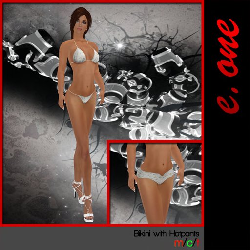 e.one Bikini White/Green Flower