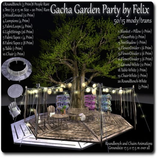 Second Life Marketplace Gacha Garden Party by Felix *Wood Ground* 12 Prim