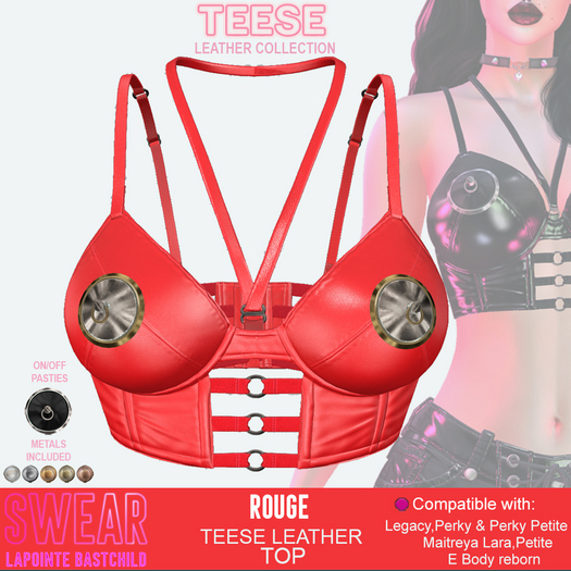 Leather Bralet Teese ROUGE