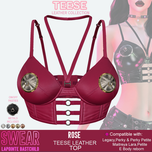 Leather Bralet Teese ROSE