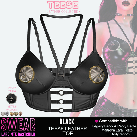 Leather Bralet Teese BLACK