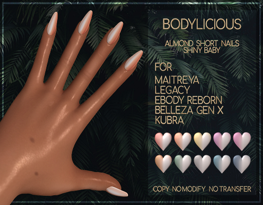 [B] Almond Short Nails - Shiny Baby